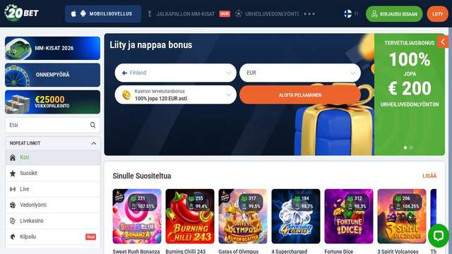 20Bet casino screenshot